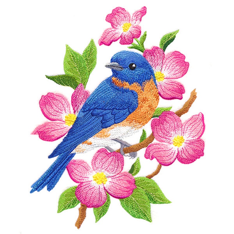 Beautiful Bluebird in Blooms|8.65″ x 6.9″ / 219.59mm x 175.36mm|7.34″ x 5.85″ / 186.4mm x 148.68mm|6.08″ x 4.85″ / 154.48mm x 123.28mm|All Sizes