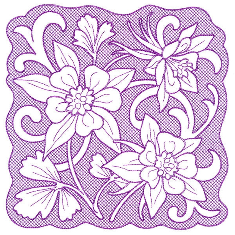 Beauty in a Stitch – Columbine (Trapunto)