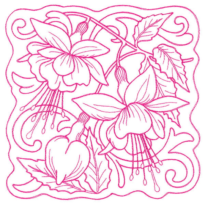 Beauty in a Stitch – Fuschia|7.77″ x 7.8″ / 197.44mm x 198.06mm|6.88″ x 6.9″ / 174.65mm x 175.22mm|5.88″ x 5.9″ / 149.33mm x 149.8mm|4.88″ x 4.9″ / 124.03mm x 124.41mm|All Sizes