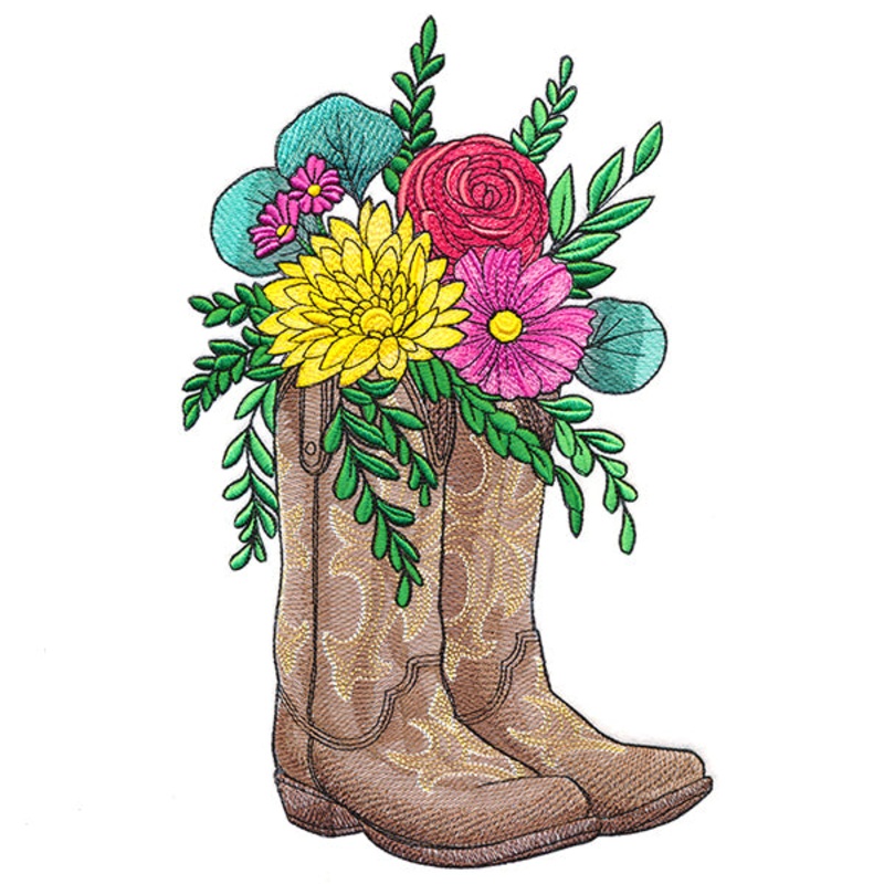 Country Cowboy Boots Bouquet|10.8″ x 6.88″ / 274.25mm x 174.7mm|9.18″ x 5.85″ / 233.21mm x 148.57mm|7.81″ x 4.98″ / 198.47mm x 126.43mm|6.85″ x 4.36″ / 173.97mm x 110.83mm|All Sizes