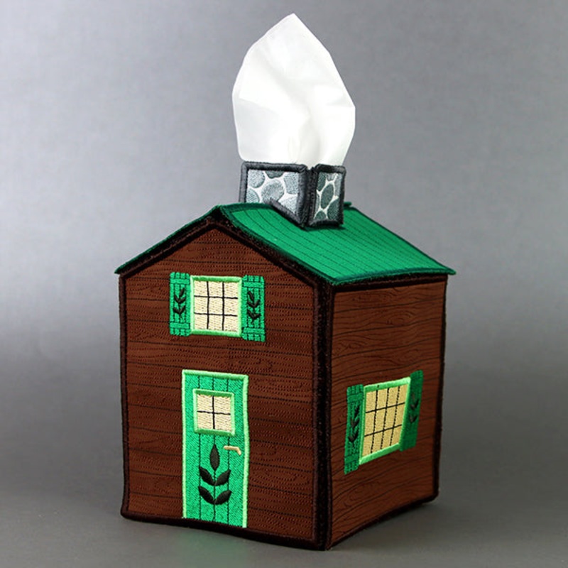 Cozy Cabin Tissue Box (In-the-Hoop)