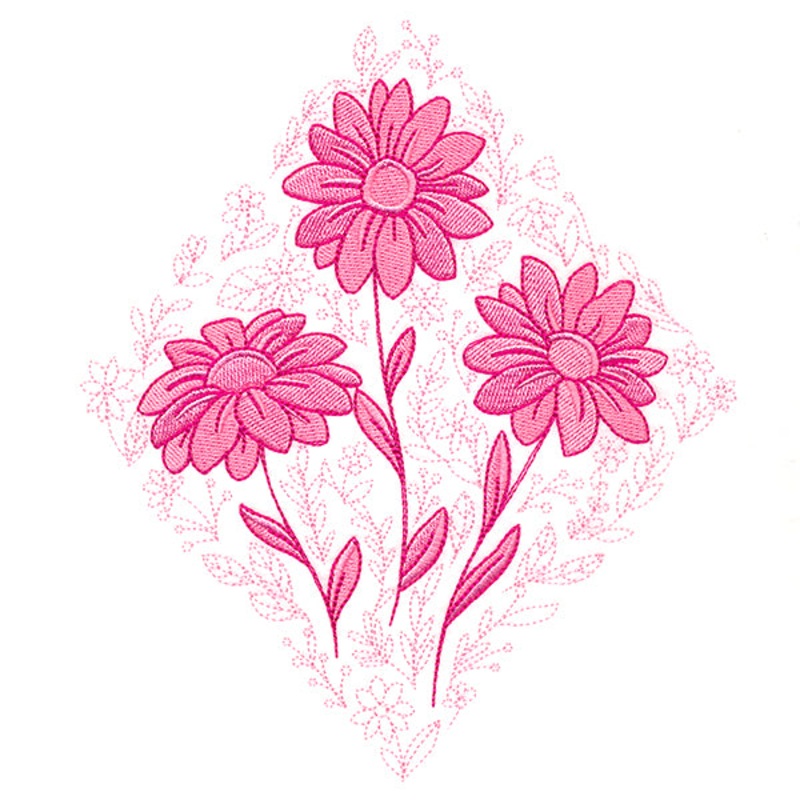 Delightful Daisies Diamond|7.8″ x 6.77″ / 198.12mm x 172.02mm|7″ x 6.08″ / 177.8mm x 154.38mm|6.33″ x 5.5″ / 160.85mm x 139.66mm|5.56″ x 4.83″ / 141.34mm x 122.72mm|All Sizes