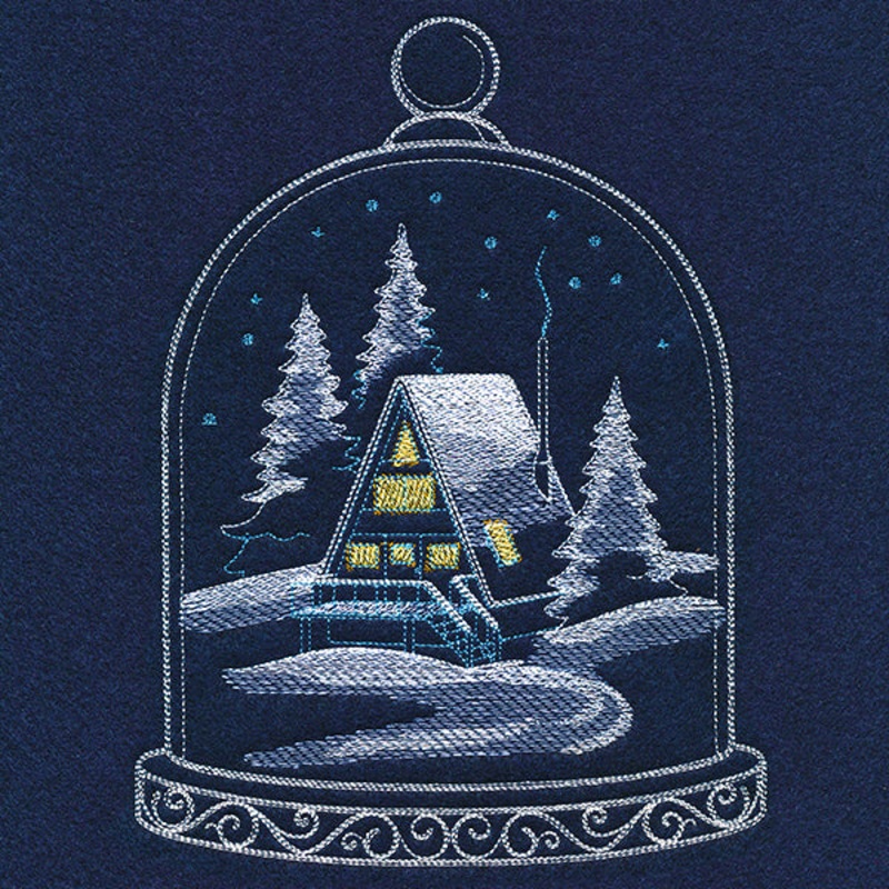 Frosted Cabin in Bell Jar|9.09″ x 6.85″ / 231mm x 173.99mm|7.77″ x 5.85″ / 197.3mm x 148.59mm|6.44″ x 4.85″ / 163.63mm x 123.23mm|All Sizes