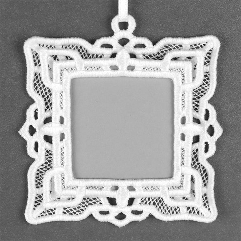 Sweet Moments Square Frame Ornament (Lace)