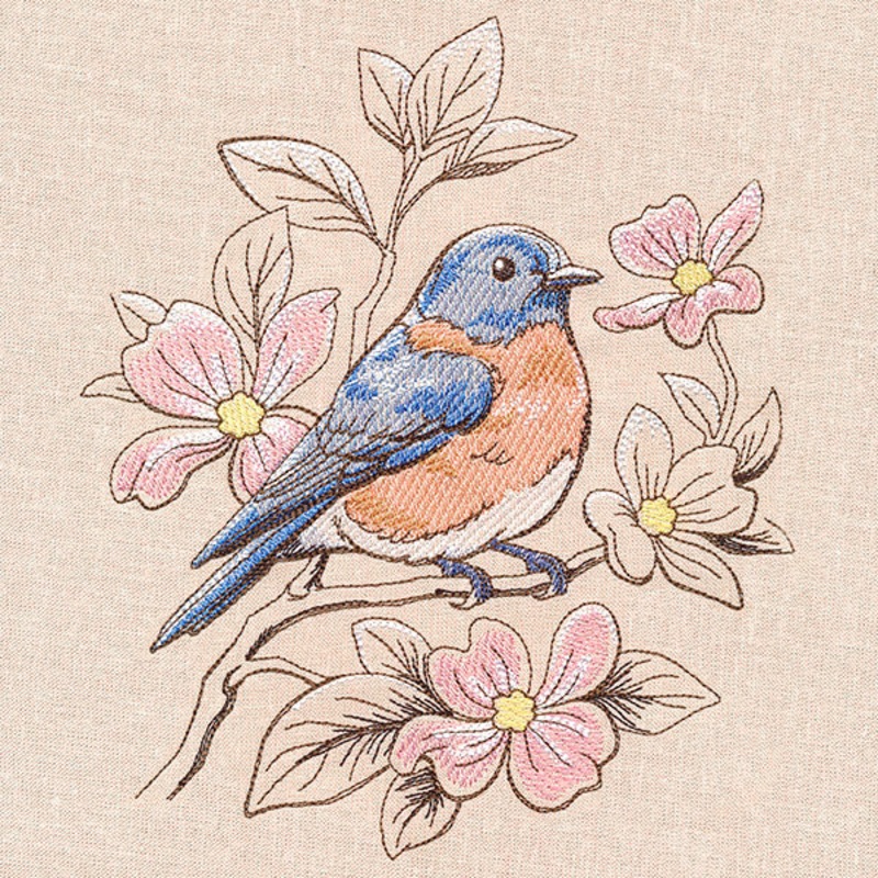 Birds and Blooms – Bluebird|7.8″ x 6.6″ / 198.12mm x 167.68mm|6.91″ x 5.85″ / 175.57mm x 148.59mm|5.73″ x 4.85″ / 145.55mm x 123.19mm|All Sizes