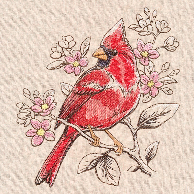 Birds and Blooms – Cardinal|7.72″ x 6.85″ / 196.03mm x 173.99mm|6.59″ x 5.85″ / 167.37mm x 148.59mm|5.45″ x 4.84″ / 138.37mm x 122.93mm|All Sizes