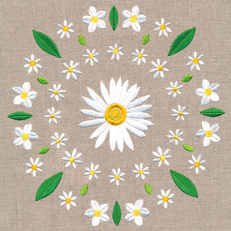 Daisy Kaleidoscope|7.81″ x 7.74″ / 198.41mm x 196.53mm|6.93″ x 6.86″ / 175.94mm x 174.27mm|5.92″ x 5.86″ / 150.3mm x 148.88mm|4.86″ x 4.82″ / 123.47mm x 122.3mm|All Sizes