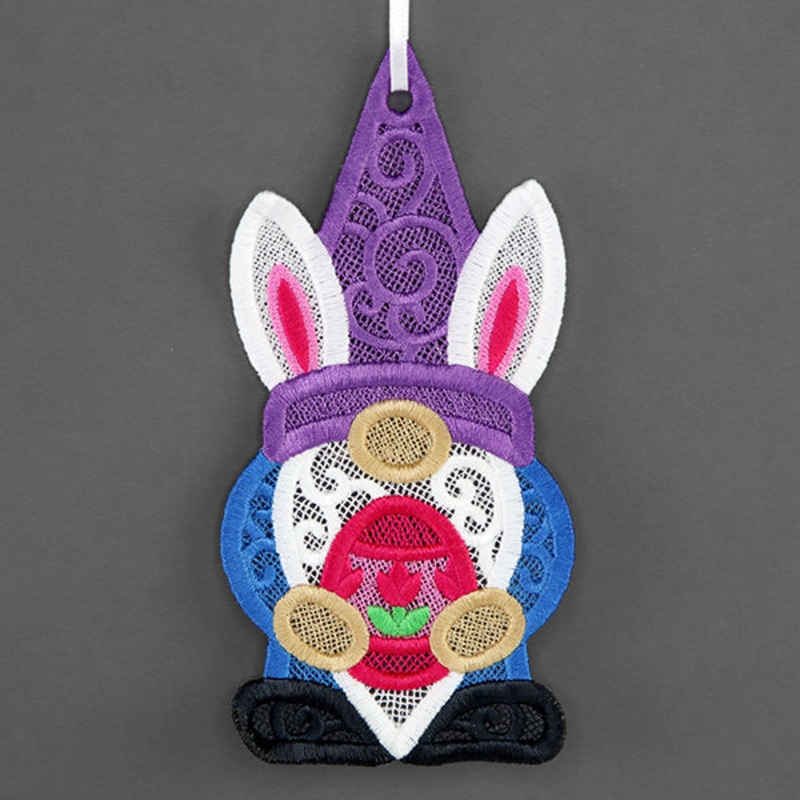 Easter Egg Hunt Gnome Ornament (Lace)