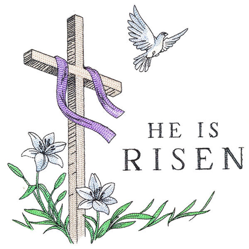 Elegant He is Risen Cross with Dove
