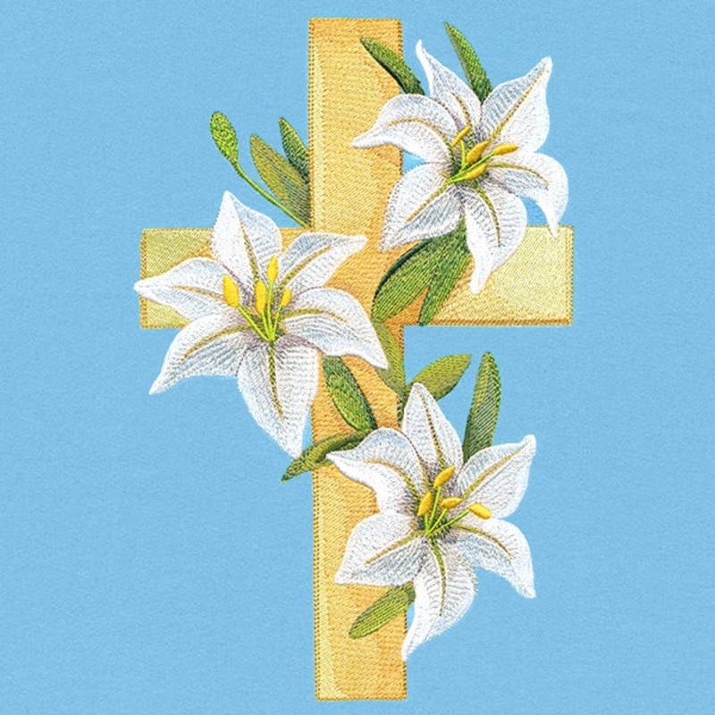 Elegant Lilies and Cross|10.56″ x 6.89″ / 268.25mm x 175.07mm|8.98″ x 5.86″ / 228.12mm x 148.91mm|7.79″ x 5.08″ / 197.76mm x 129.12mm|6.86″ x 4.48″ / 174.13mm x 113.72mm|All Sizes