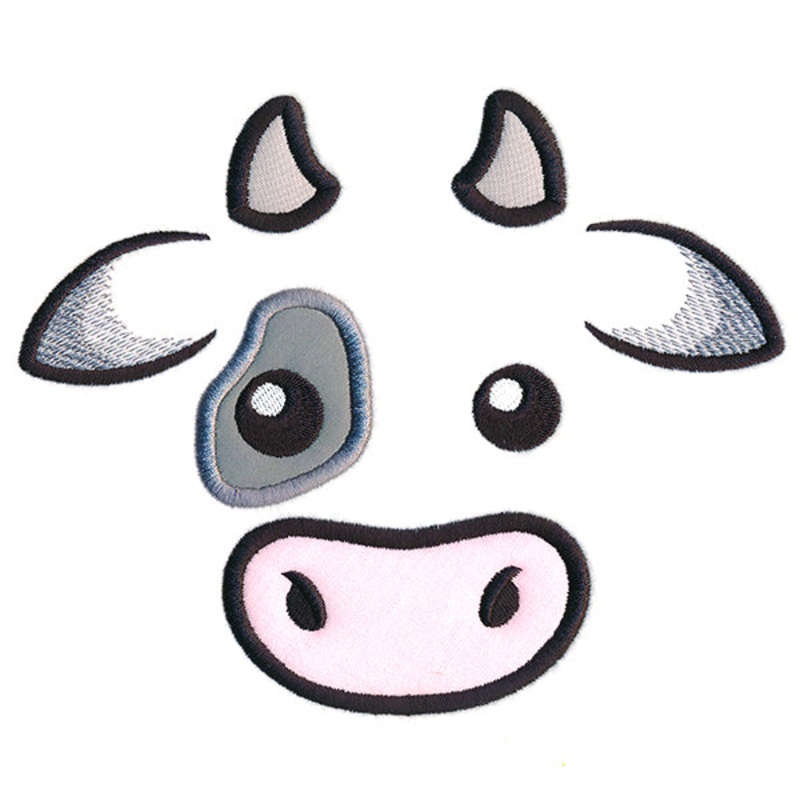 Friendly Cow Face (Applique)|5.86″ x 7.15″ / 148.92mm x 181.52mm|4.86″ x 5.93″ / 123.52mm x 150.54mm|3.24″ x 3.9″ / 82.34mm x 99.11mm|All Sizes