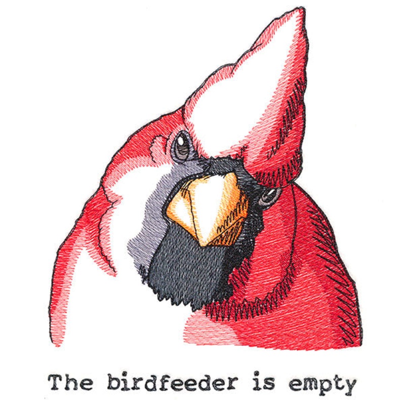 The Birdfeeder is Empty|8.36″ x 6.85″ / 212.23mm x 173.96mm|7.14″ x 5.85″ / 181.24mm x 148.58mm|5.92″ x 4.85″ / 150.39mm x 123.23mm|All Sizes