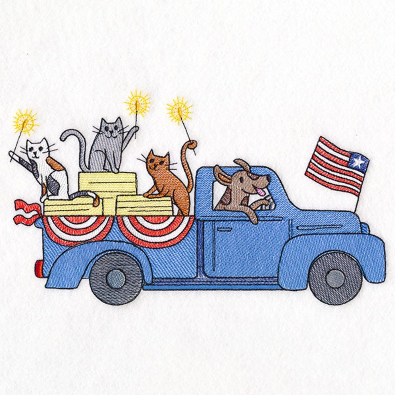 Americana Farm Parade – Cat and Dog Retro Truck