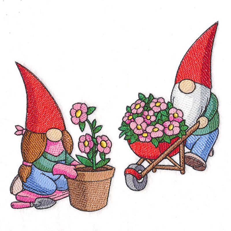 Busy in the Garden Gnomes|6.85″ x 7.6″ / 173.96mm x 192.95mm|5.85″ x 6.49″ / 148.56mm x 164.78mm|4.85″ x 5.38″ / 123.2mm x 136.67mm|All Sizes