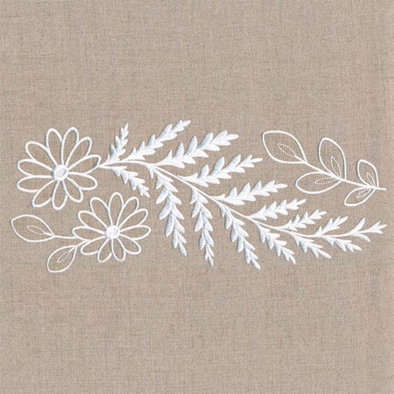 Fern and Flowers Border (Whitework)
