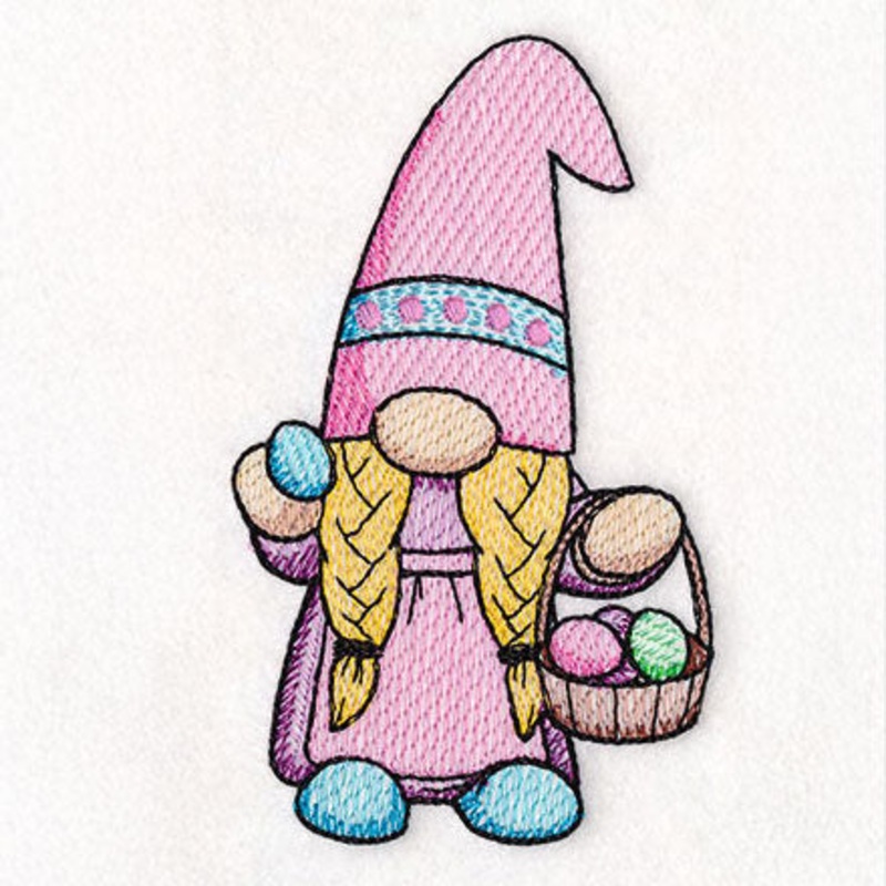 Easter Egg Hunt Gnome – Girl|6.83″ x 4.03″ / 173.51mm x 102.4mm|5.7″ x 3.36″ / 144.66mm x 85.42mm|4.83″ x 2.85″ / 122.78mm x 72.49mm|All Sizes