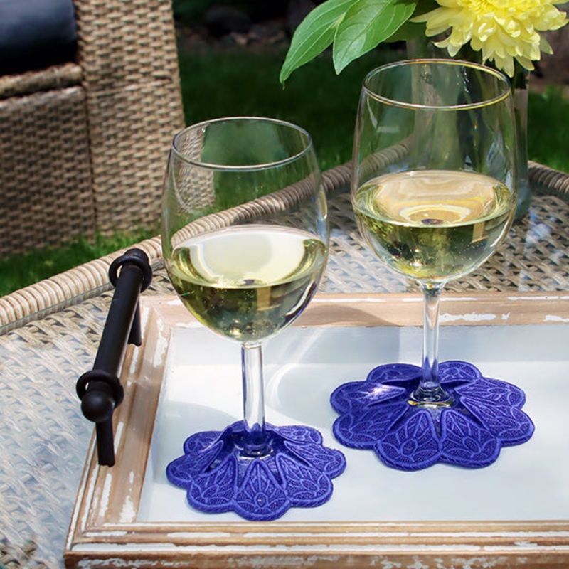 Summer Petals Wine Glass Coaster (Lace)