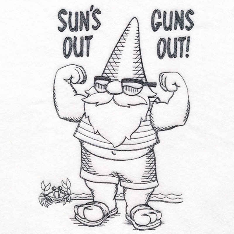 Sun’s Out Guns Out Gnome|9.94″ x 6.85″ / 252.52mm x 173.97mm|7.8″ x 5.37″ / 198.08mm x 136.47mm|6.85″ x 4.72″ / 173.95mm x 119.84mm|All Sizes