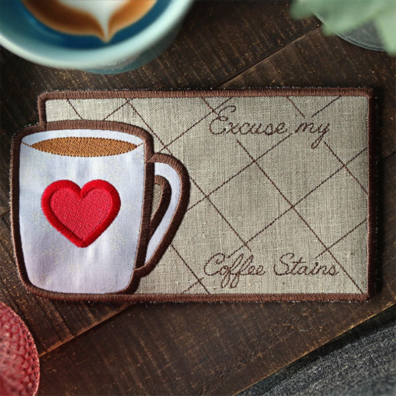 Excuse My Coffee Stains Mug Rug (In-the-Hoop)