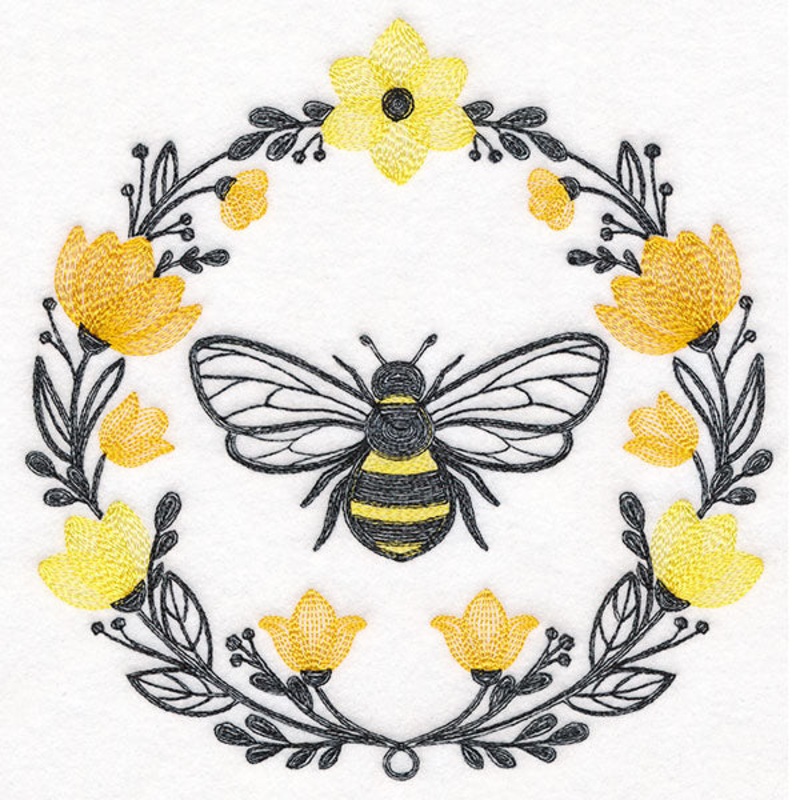 Summer Buzz Bee Wreath|7.8″ x 7.71″ / 198.11mm x 195.84mm|6.93″ x 6.85″ / 175.96mm x 173.94mm|5.92″ x 5.85″ / 150.26mm x 148.55mm|4.85″ x 4.79″ / 123.18mm x 121.74mm|All Sizes