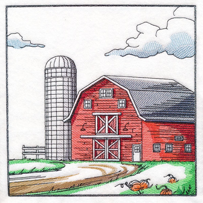 Fall on the Farm Scene – Barn and Silo