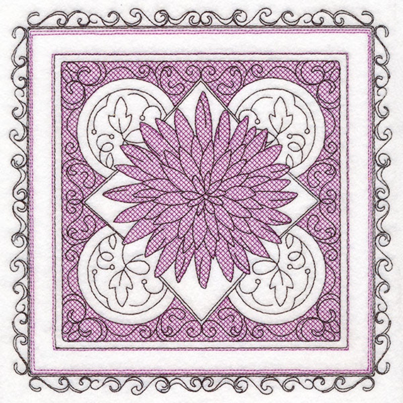 Festive Fall Chrysanthemum Kaleidoscope (Trapunto)