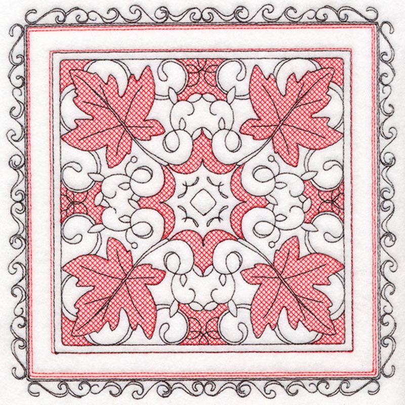 Festive Fall Maple Leaves Kaleidoscope (Trapunto)