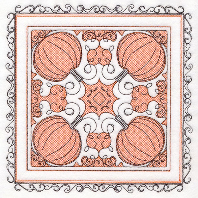 Festive Fall Pumpkins Kaleidoscope (Trapunto)