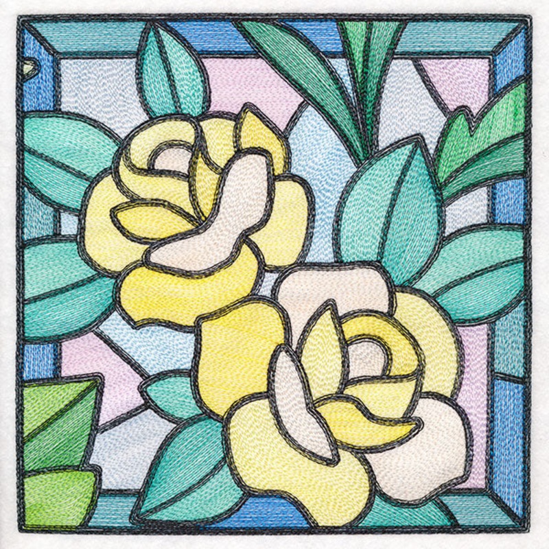 Stained Glass Garden – Roses|7.8″ x 7.8″ / 198.13mm x 198.12mm|6.9″ x 6.9″ / 175.27mm x 175.26mm|5.9″ x 5.9″ / 149.87mm x 149.86mm|4.89″ x 4.89″ / 124.19mm x 124.19mm|All Sizes