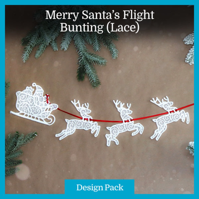 A Merry Santa’s Flight Bunting (Lace) Design Pack