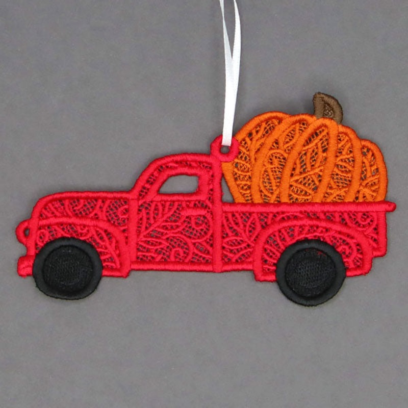 Be My Pumpkin Retro Truck Ornament (Lace)