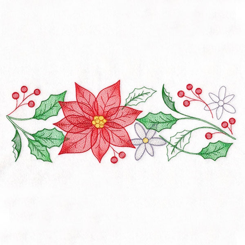 Cascading Poinsettias Christmas Border