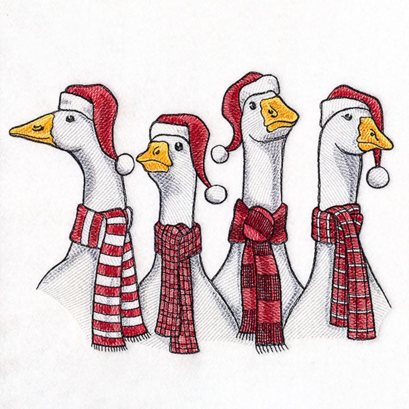 Christmas Quackery Geese|6.85″ x 9.3″ / 173.95mm x 236.31mm|5.74″ x 7.8″ / 145.82mm x 198.07mm|4.85″ x 6.59″ / 123.18mm x 167.3mm|All Sizes