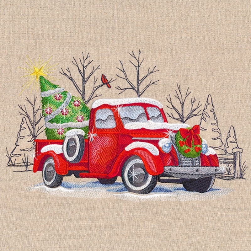Classic Christmas Retro Truck Scene