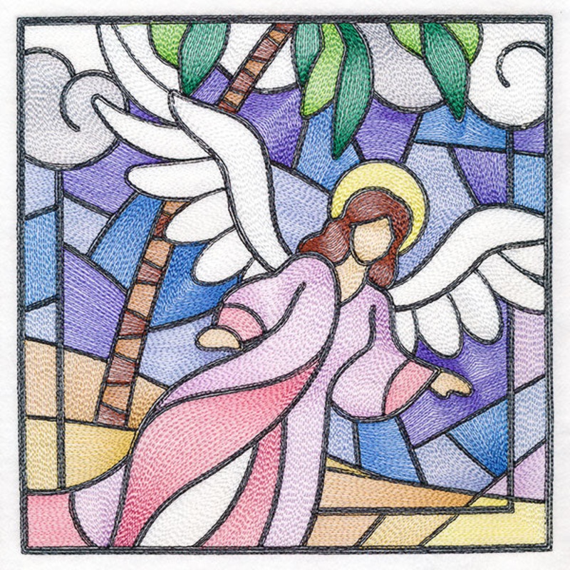 Classic Stained Glass Nativity Scene – Heavenly Angel 1