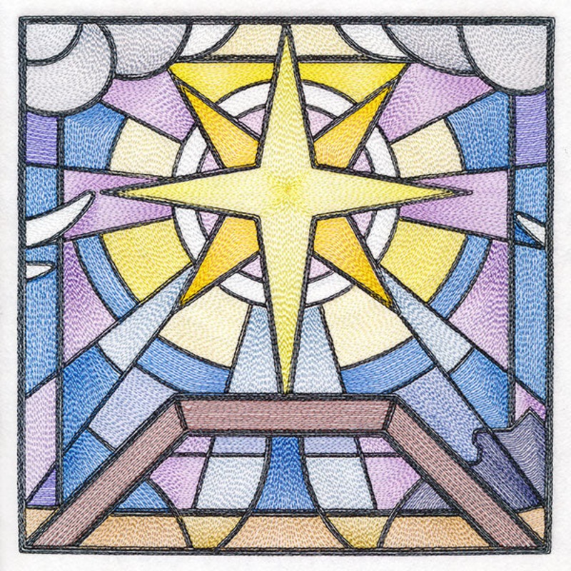 Classic Stained Glass Nativity Scene – Star of Bethlehem