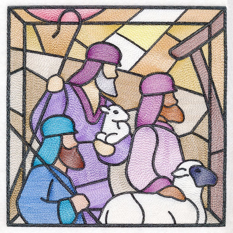 Classic Stained Glass Nativity Scene – The Shepherds