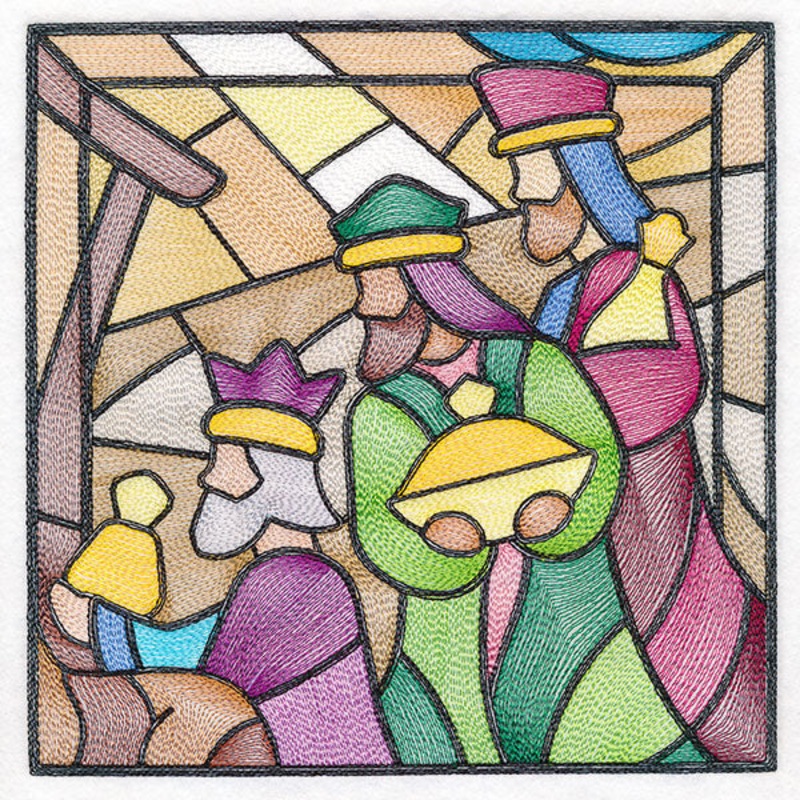 Classic Stained Glass Nativity Scene – Three Wise Men