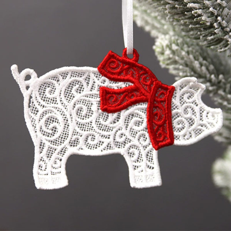 Country Christmas Treasures – Pig (Lace)