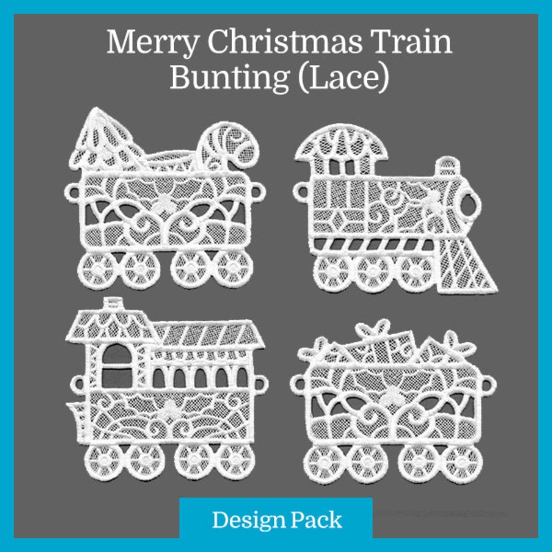 A Merry Christmas Train Bunting (Lace) Design Pack