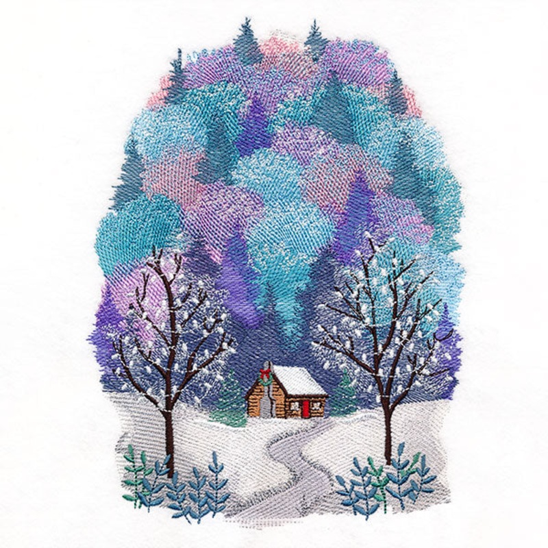 Christmas in the Woods Cabin Scene