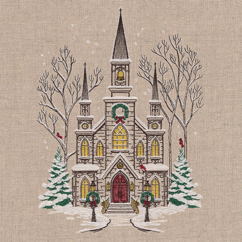 Classic Christmas Church Scene