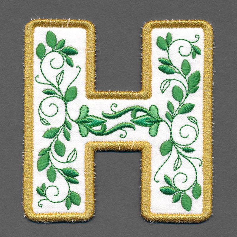 Festive & Elegant Alphabet Ornaments – Letter H (In-the-Hoop)