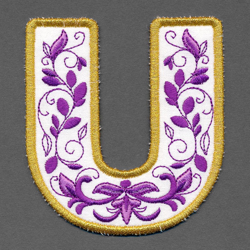 Festive & Elegant Alphabet Ornaments – Letter U (In-the-Hoop)