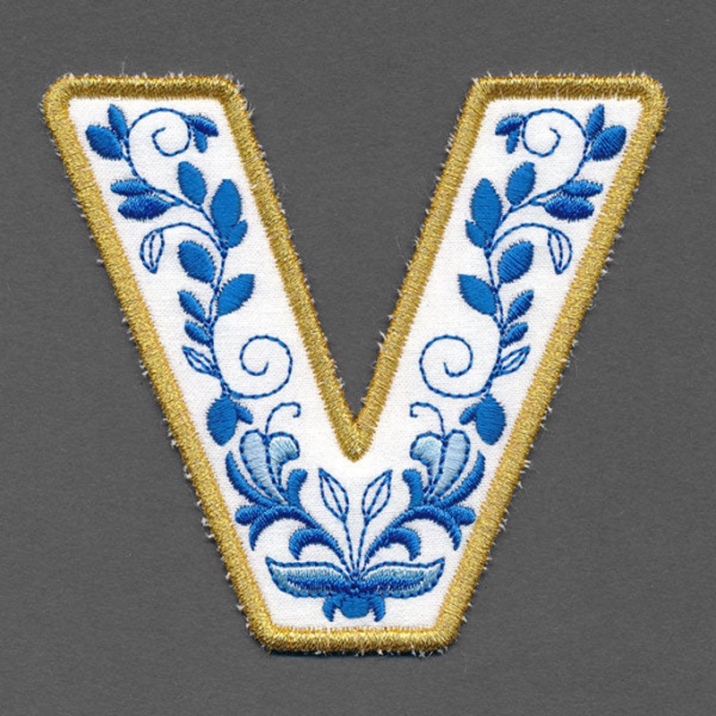 Festive & Elegant Alphabet Ornaments – Letter V (In-the-Hoop)