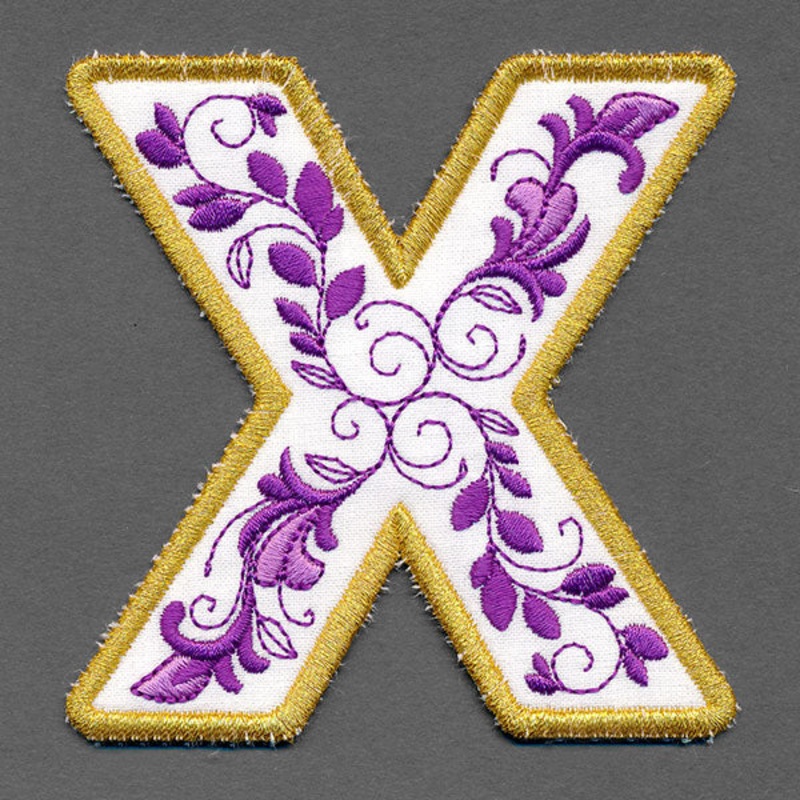 Festive & Elegant Alphabet Ornaments – Letter X (In-the-Hoop)