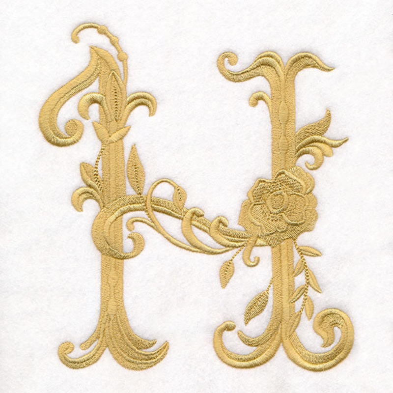 Baroque Filigree Letter in Bloom – H