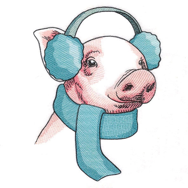 Bundled Up for Winter – Pig|9.27″ x 6.85″ / 235.52mm x 173.98mm|7.81″ x 5.77″ / 198.28mm x 146.44mm|6.57″ x 4.85″ / 166.78mm x 123.15mm|All Sizes