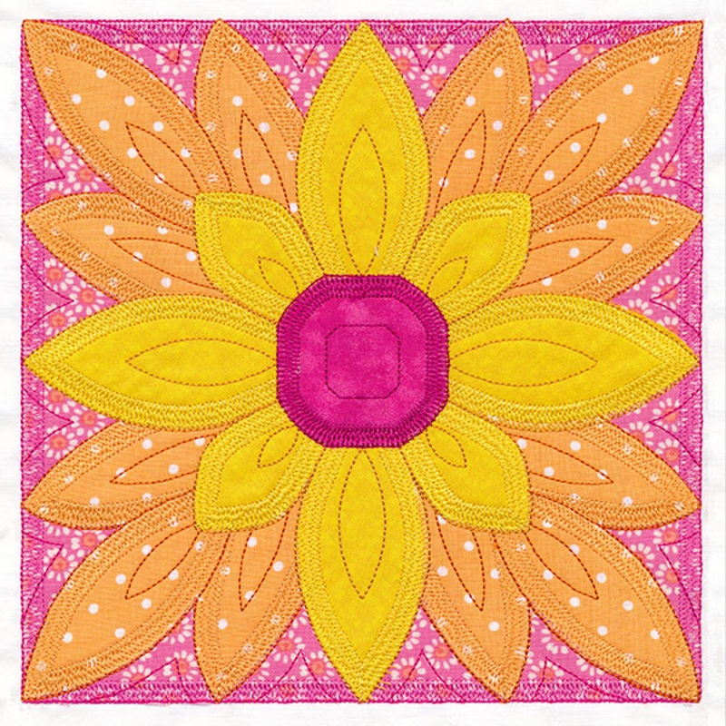 Flowers in Bloom Quilt Block 1 (In-the-Hoop)
