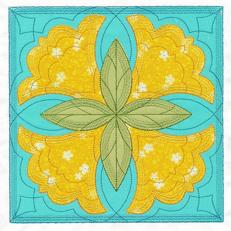 Flowers in Bloom Quilt Block 2 (In-the-Hoop)